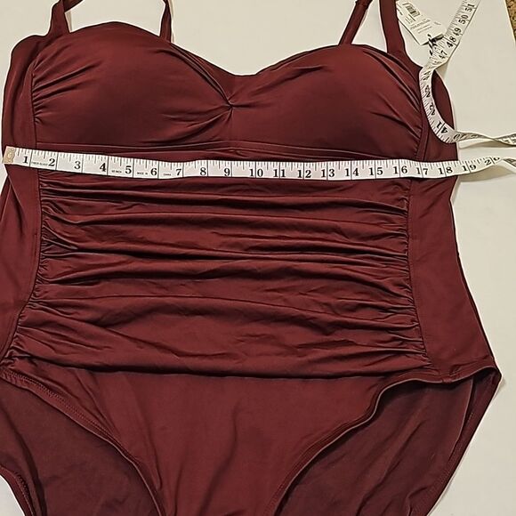 Sonnet Shores 1 pc. Burgundy Swimsuit 22W - Picture 4 of 10